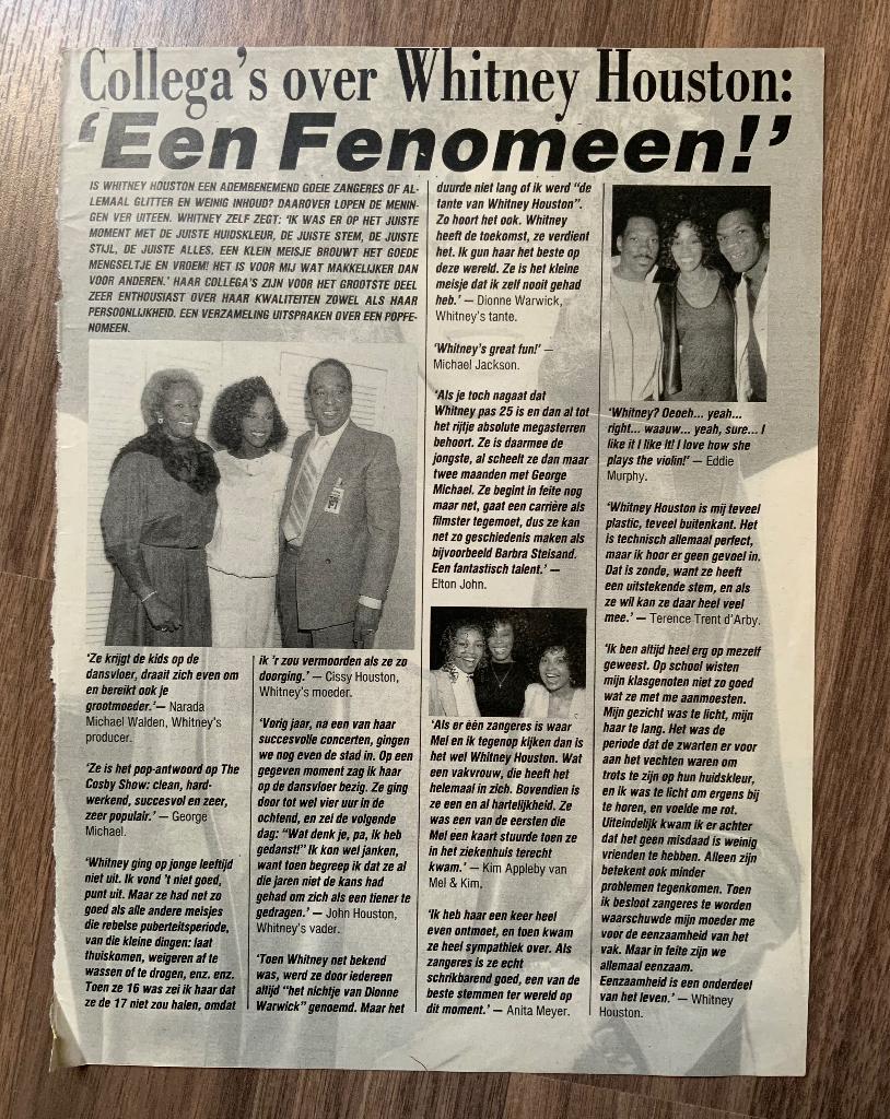 Artikel Whitney Houston, Mel & Kim / Rene Shuman, Verzamelen, Verzenden, 1980 tot heden, Nederland, Knipsel(s)