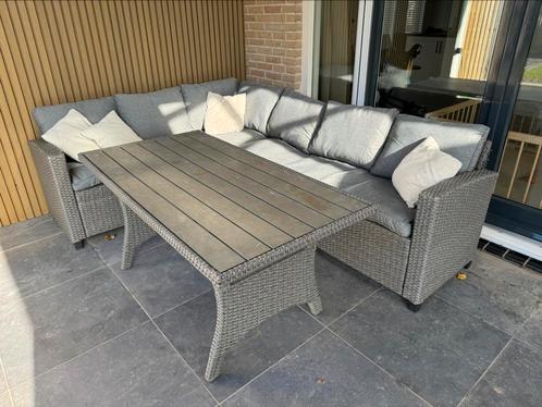 Loungeset tuinset hoekbank met tafel (low dining), Tuin en Terras, Tuinsets en Loungesets, Gebruikt, Wicker, Eettafel, Ophalen