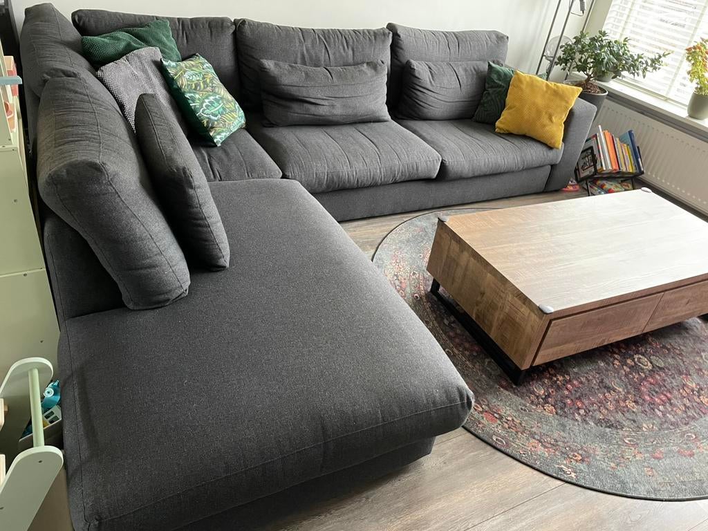 Grote hoekbank antraciet goede staat, Ophalen, Zo goed als nieuw, Stof