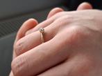 Nadine Kieft ring maat 18.5 14krt geelgoud met roos ge, 18 tot 19, Ophalen of Verzenden, Zo goed als nieuw, Met edelsteen