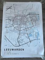 Canvas poster van Leeuwarden kaart stadsposter 50x70 cm, Verzamelen, Posters, Ophalen of Verzenden, A1 t/m A3, Zo goed als nieuw