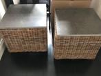 Rieten bijzettafels voor binnen/veranda/buiten, Huis en Inrichting, Tafels | Bijzettafels, Ophalen, Overige materialen, Vierkant