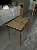 Vintage Marmeren Bijzettafel met Messing Poten, Ophalen, Minder dan 55 cm, Gebruikt, Rechthoekig