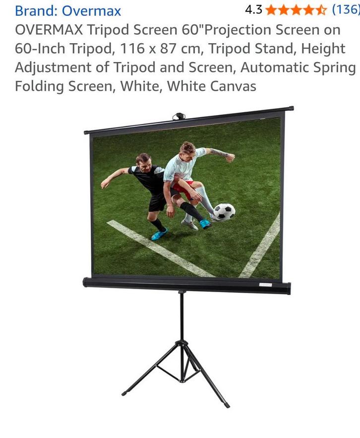 OVERMAX Projectiescherm 60 inch - Nieuw in doos!, Audio, Tv en Foto, Projectieschermen, Nieuw, Elektrisch, Handmatig, Ophalen of Verzenden