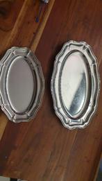 Set van 2 metalen serveerschalen, Ophalen of Verzenden, Gebruikt, Ovaal, Metaal
