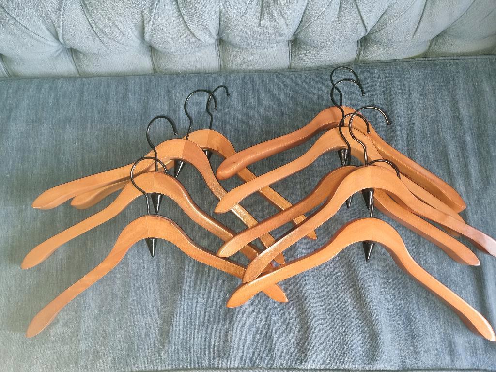 Retro design dik kledinghangers hout 9 stuk, Antiek en Kunst, Ophalen of Verzenden