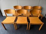 Set van zes vintage stoelen Stapelbaar plywood, Ophalen, Gebruikt, Bruin, Vintage
