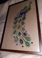 Ingelijst Wandkleed Pauw - Handgemaakt, Ophalen of Verzenden, Gebruikt