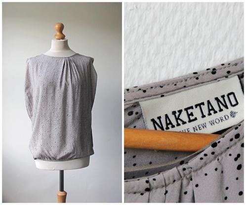 Naketano - nieuwstaat top / grijs / stipjes / maat M, Kleding | Dames, Tops, Zo goed als nieuw, Maat 38/40 (M), Grijs, Zonder mouw