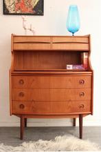 Gunnar Falsig Danish secretary teak Deens vintage design, Huis en Inrichting, Kasten | Secretaires, Gebruikt, -, Mid century vintage design