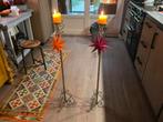 Antieke IJzeren Kaarsenstanders - Brocante, Antiek en Kunst, Ophalen of Verzenden, Overige materialen