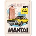 Opel Manta GT/E auto geel relief reclamebord van metaal deco, Ophalen of Verzenden, Nieuw, Auto's