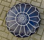 Nieuwe Marokkaanse handgemaakte leren poef, gevuld, Huis en Inrichting, Banken | Voetenbanken en Poefen, Minder dan 50 cm, Rond