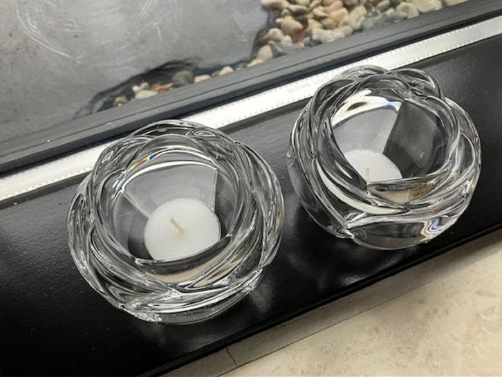 2 waxinelichthouders Adria kristal, Antiek en Kunst, Antiek | Glas en Kristal, Ophalen of Verzenden