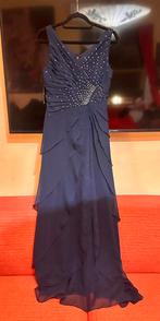 Lange donkerblauwe feestjurk Ashley Brooke mt 36, Zo goed als nieuw, Ashley Brooke, Maat 36 (S), Onder de knie