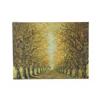 Groot Vintage Schilderij op Doek Perspectief Bomen Gesigneer, Antiek en Kunst, Kunst | Schilderijen | Klassiek, Ophalen of Verzenden
