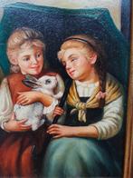 Schilderij  Olieverf/Paneel "Het Stel" in fraaie Sierlijst, Antiek en Kunst, Kunst | Schilderijen | Klassiek, Ophalen of Verzenden