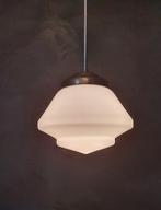Vintage Art Deco Glazen Conische Hanglamp / Schoollamp, Gebruikt, Ophalen of Verzenden, Antiek, art deco, Glas
