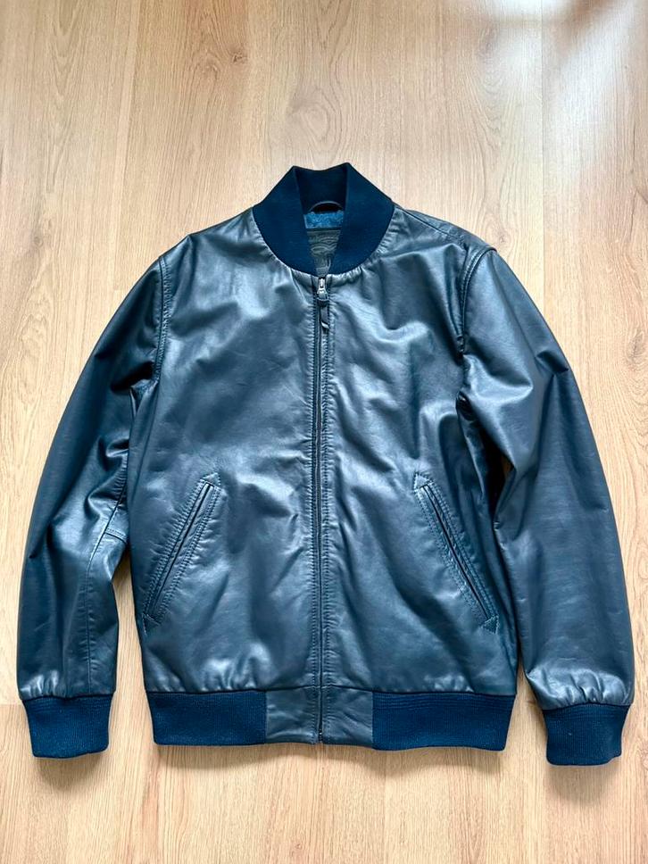 Levi’s Leren Jas Donkerblauw Maat M, Kleding | Heren, Jassen | Zomer, Zo goed als nieuw, Maat 48/50 (M), Blauw, Ophalen of Verzenden