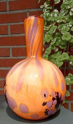 FIDRIO -Tricolor glazen globe vaas - hand vervaardigd design, Gebruikt, Overige kleuren, Ophalen of Verzenden, Glas
