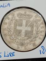 Italië 5 Lire 1865N BN Vittorio Emanuele II  - Zilver, Postzegels en Munten, Munten | Europa | Niet-Euromunten, Italië, Zilver