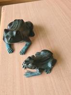 2 bronzen kikkers voor binnen of buiten plus 1 pad., Tuin en Terras, Tuinbeelden, Ophalen of Verzenden, Zo goed als nieuw, Overige materialen