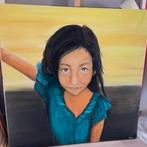 3D Olieverf Schilderij Cambodjaans Meisje 100x100 “suasdey”, Huis en Inrichting, Ophalen, Oorspronkelijke maker, Zo goed als nieuw