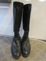 G638 Nelson mt 39 laarzen leer hoog zwart sierrits achter, Hoge laarzen, Verzenden, Zwart, Zo goed als nieuw