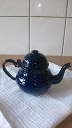 Emaille theepotje, donkerblauw, apart model, Ophalen of Verzenden