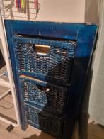 Blauw nachtkastje met lades, Huis en Inrichting, Kasten | Dressoirs, Ophalen, Overige materialen, Minder dan 50 cm, Gebruikt