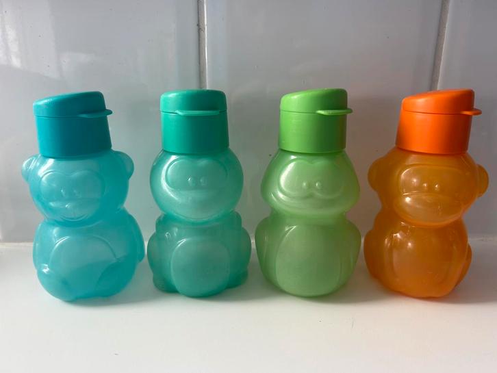 Tupperware - dieren drinkflessen - eco - 350 ml, Huis en Inrichting, Keuken | Tupperware, Gebruikt, Beker of Kan, Blauw, Groen