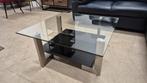 Strakke industriële design glazen salontafel, Industriël design, 50 tot 100 cm, Vierkant, Zo goed als nieuw