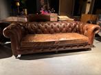 Chesterfield Cognac Leren Bank 2.35 breed - Flamant, Gebruikt, Flamant, 200 tot 250 cm, Vierpersoons of meer