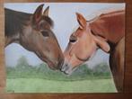 Schilderij Paarden (40 x 30 cm.), Ophalen, Minder dan 50 cm, Oorspronkelijke maker, Nieuw