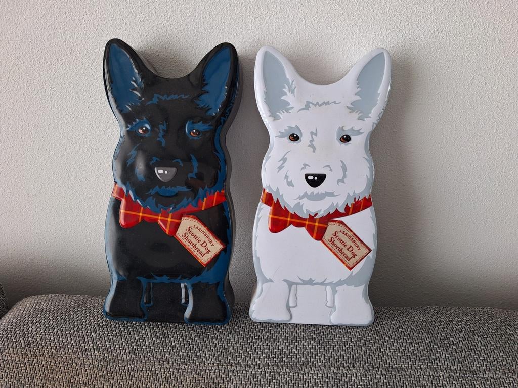 Twee Vintage Walkers Shortbread Koekblikken Schotse Terriërs, Verzamelen, Blikken, Gebruikt, Koek(jes), Overige merken, Ophalen of Verzenden