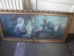 hele grote religieuse schilderij  in mooie oude lijst, Antiek en Kunst, Ophalen of Verzenden