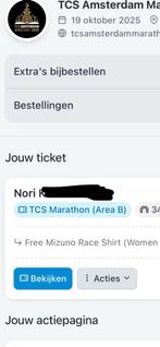 Marathon Amsterdam kaartje 19 okt, Tickets en Kaartjes, Eén persoon, Oktober