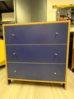Blauwe ladekast met houten frame, Huis en Inrichting, Kasten | Dressoirs, Ophalen, 50 tot 100 cm, Zo goed als nieuw, 25 tot 50 cm