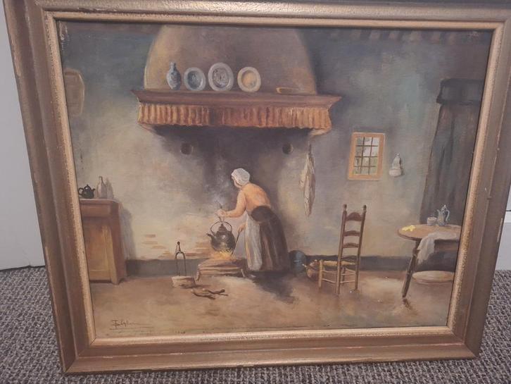 Larense School Interieur Schilderij, Antiek en Kunst, Kunst | Schilderijen | Klassiek, Ophalen of Verzenden