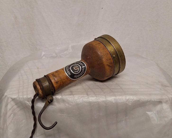 Antieke Looplamp Hout & Koper E14-fitting, Antiek en Kunst, Antiek | Lampen, Ophalen of Verzenden