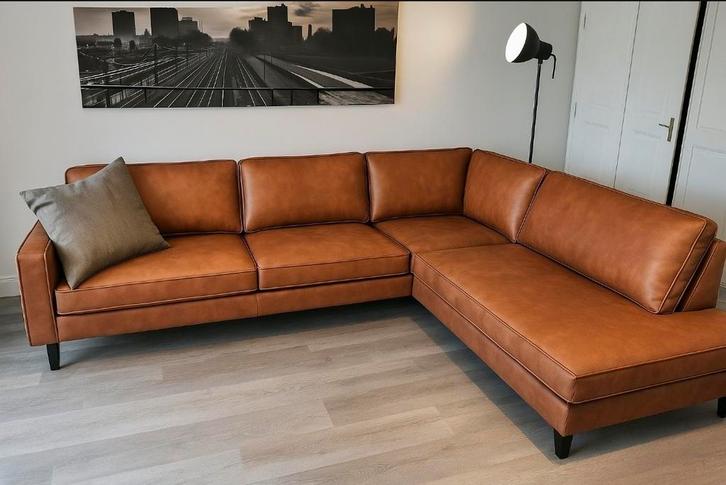 Royale hoekbank met chaise longue – TOP staat!, Huis en Inrichting, Banken | Complete zithoeken, Zo goed als nieuw, Leer, Ophalen of Verzenden