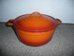 Oranje gietijzeren braadpan, Huis en Inrichting, Keuken | Potten en Pannen, Ophalen of Verzenden, Gebruikt, Gietijzer, Koekenpan of Braadpan