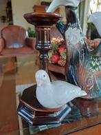 Barbotine Kandelaar met Duif Franse brocante, Ophalen of Verzenden