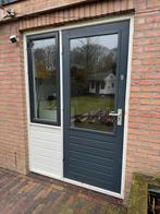 Houten buitendeur met zijlicht en hor, Ophalen, Gebruikt, 80 tot 100 cm, Buitendeur