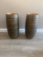 Industriële bloempotten zwart/goud 50 cm hoog, Tuin en Terras, Bloempotten, Gebruikt, Rond, Binnen, Aardewerk