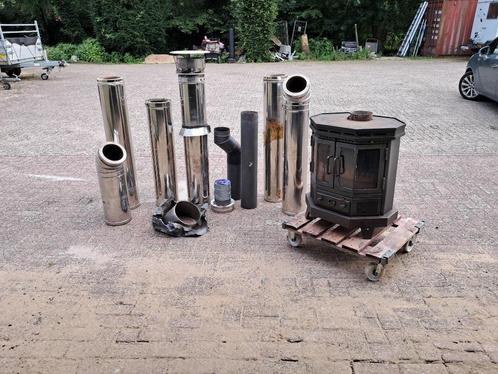 Reny kachel compleet met rvs rookkanaal, Huis en Inrichting, Kachels, Gebruikt, Vrijstaand, Houtkachel, Hout, Ophalen