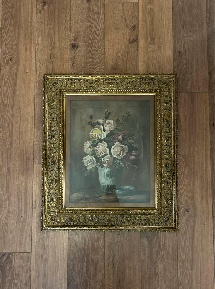 Lindeman - Bos Rozen - Gesigneerd Schilderij, Antiek en Kunst, Kunst | Schilderijen | Klassiek, Ophalen