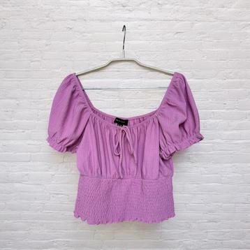 New Look Blouse Maat 40 Roze Kort Top Gesmokt Pof Mouw beschikbaar voor biedingen