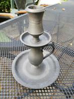 Tinnen Kaarsenhouder met Handvat - Vintage, Ophalen of Verzenden