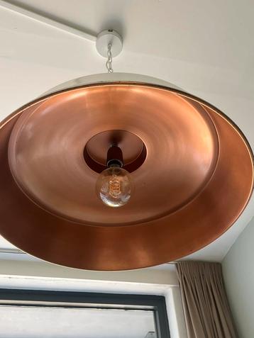 Witte hanglamp met koper en houtlook - 62cm beschikbaar voor biedingen